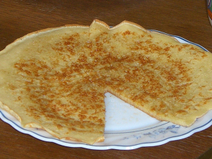No Egg Pancake Mix a pancake on a white plate made without eggs.
