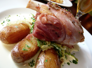What Is A Ham Hock, a ham hock cooked with three potatoes.