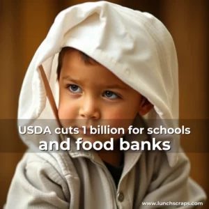 Artistic representation for USDA cuts 1 billion for schools and food banks
